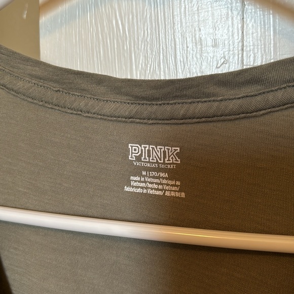 VS Pink Light Army Green Deep Neck Top - Picture 3 of 3